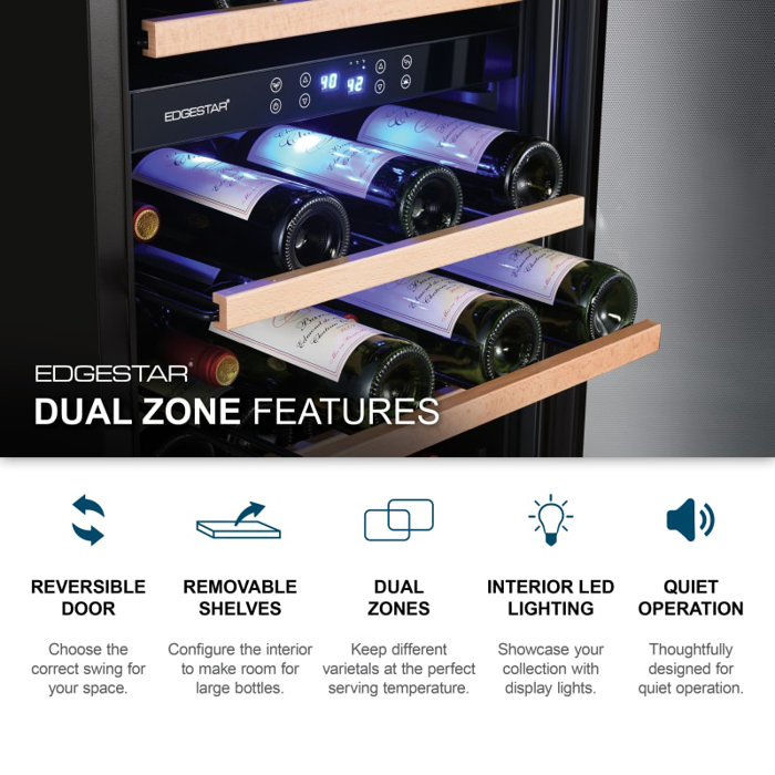 EdgeStar 15'' 26 Bottle Dual Zone BuiltIn Wine Refrigerator & Reviews